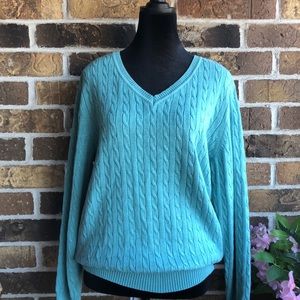 KAREN SCOTT Teal Cotton Long Sleeve Sweater